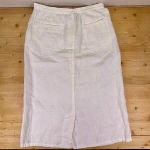 L.L. Bean Women's 100% Linen White Midi‎ Skirt Size 8 Reg Summer Casual
